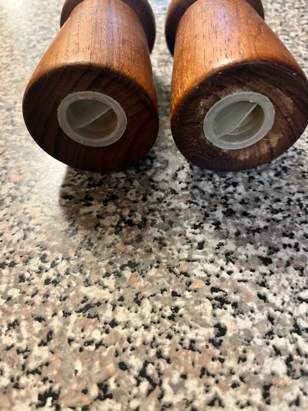 Vintage Mid-Century Teak Wooden Salt and Pepper Shakers - Brown